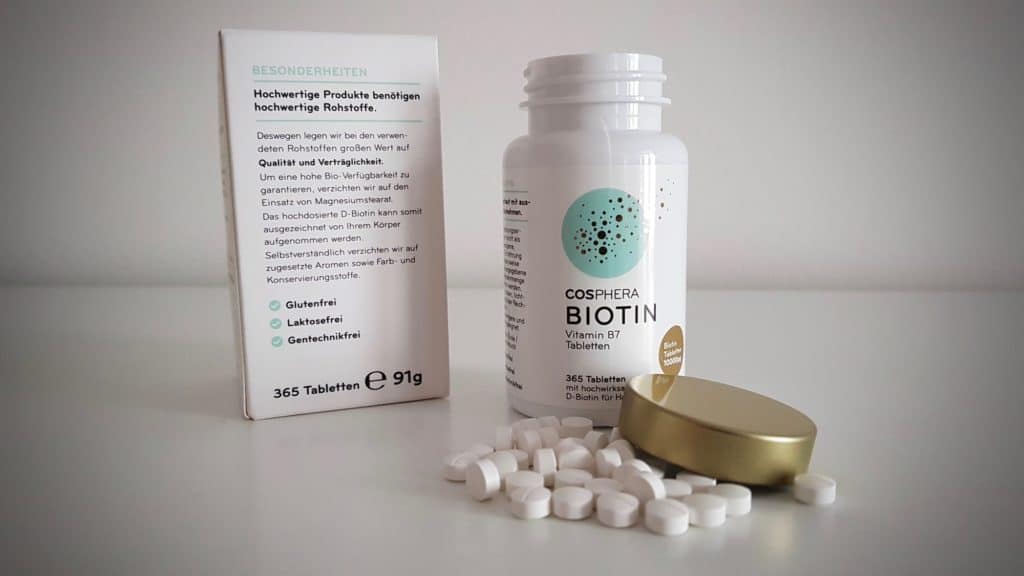 cosphera biotin tabletten offene doese mit verpackung